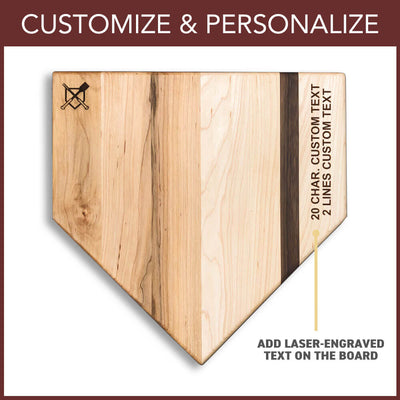 "Home Plate" Cutting Board with Custom Text Engraving (12"x12")