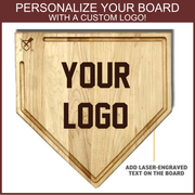 Full Size (17" x 17") Home Plate Cutting Board with Trough & Custom Text Engraving OR Personal Logo
