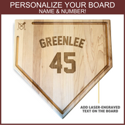 Full Size (17" x 17") Home Plate Cutting Board with Trough & Custom Text Engraving OR Personal Logo