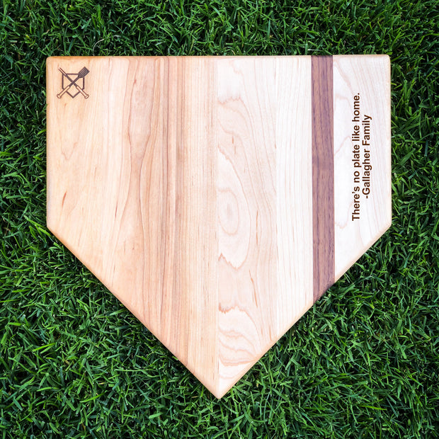 Full Size (17" x 17") Home Plate Cutting Board with Custom Text Engraving
