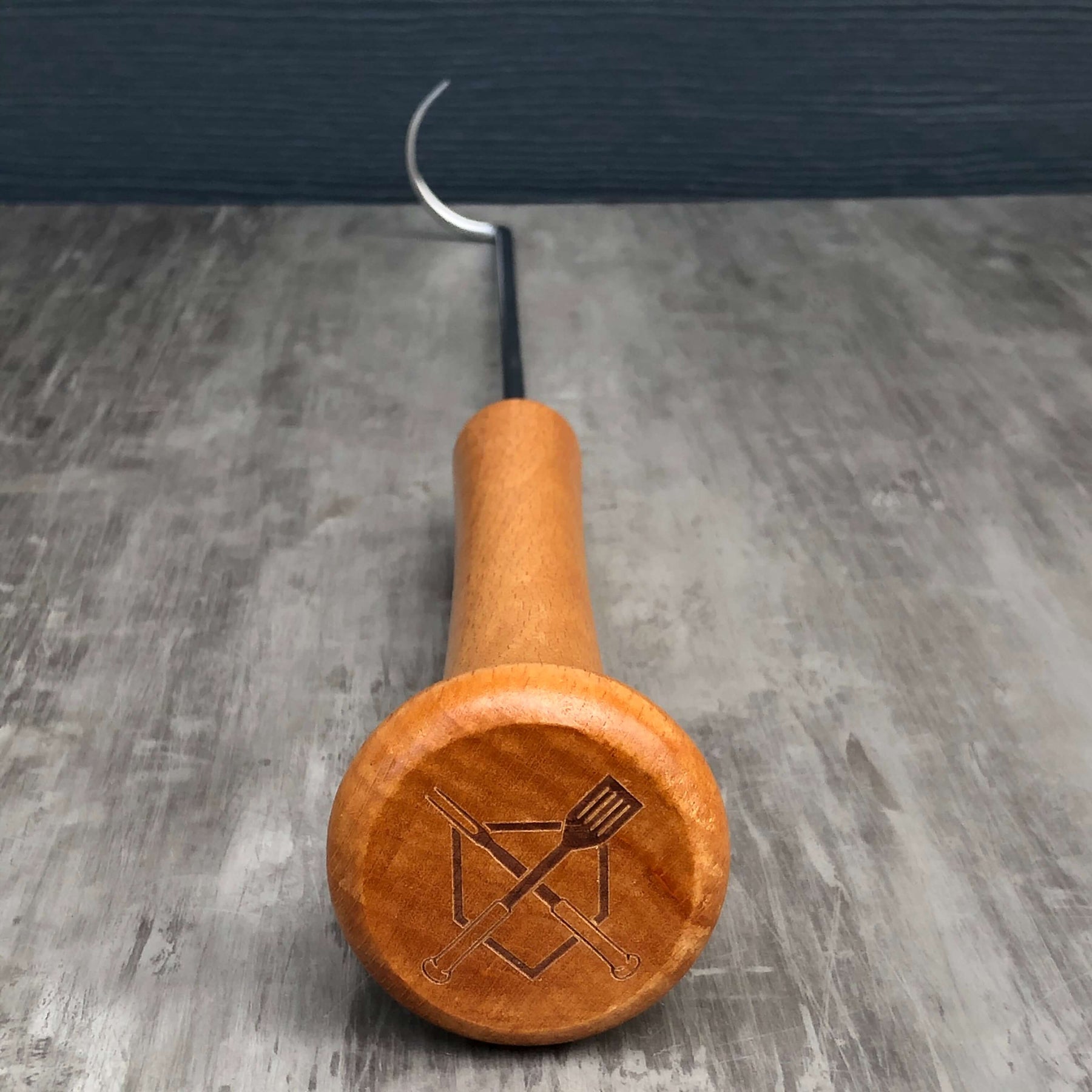 The Hook Pigtail Grill Tool with Baseball Bat Handle Baseball BBQ